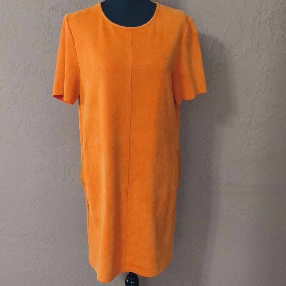 Zara Women's Orange Soft Faux Suede Mini Dress Size Medium